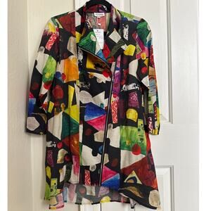 NWT Adore Asymmetric Moto Style Tunic Top Art to Wear Small Zip Front